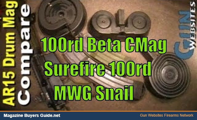 Three AR15 drum magazines compared side by side
