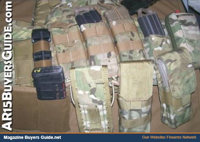 AR15 magazine pouches in several camouflage patterns