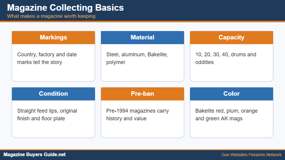 Magazine collecting basics: markings, material, capacity, condition, pre-ban and color